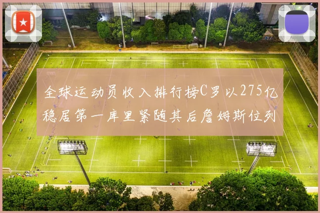 全球运动员收入排行榜C罗以275亿稳居第一库里紧随其后詹姆斯位列第六